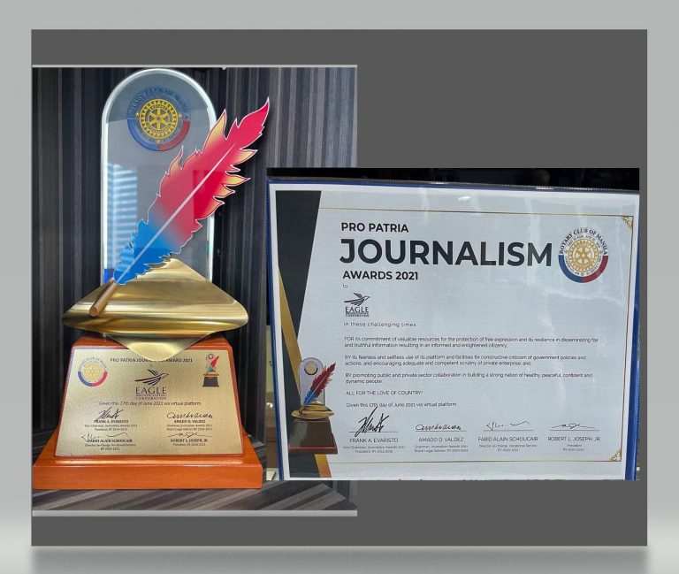 Eagle Broadcasting Corporation received the prestigious “Pro Patria